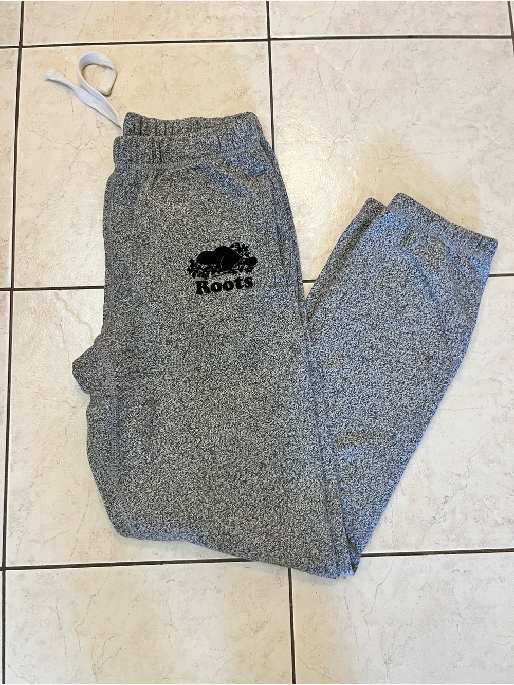 Roots Heather Gray Kids Joggers with Logo